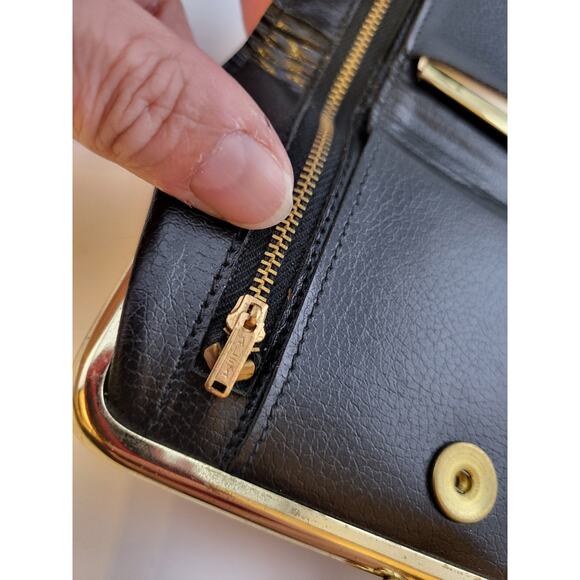 Vintage Carter Leather Wallet Black Red w Box Greenwich Village NY NOS - Picture 10 of 16